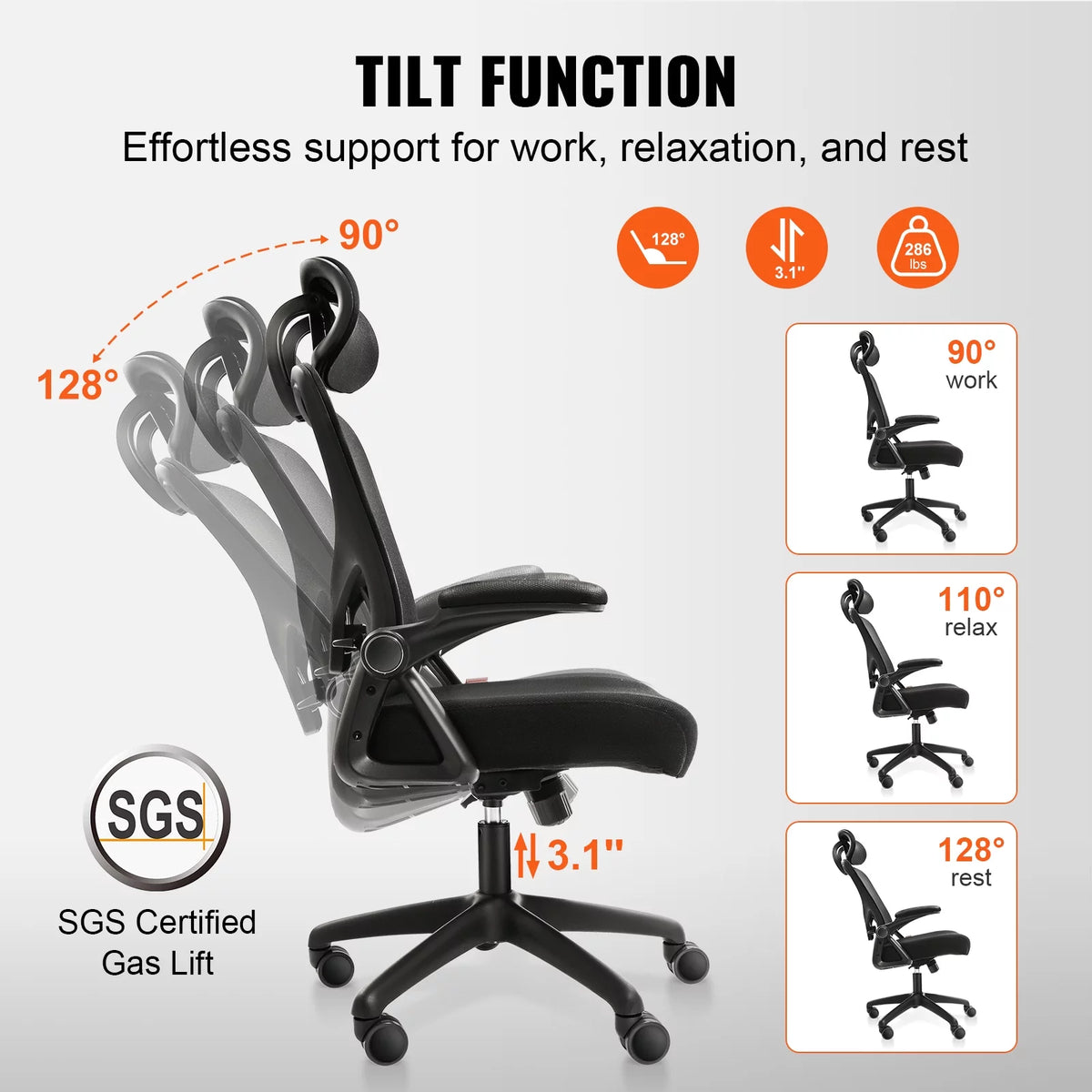 Ergonomic Mesh Office Chair with Lumbar and Head Support Z8480