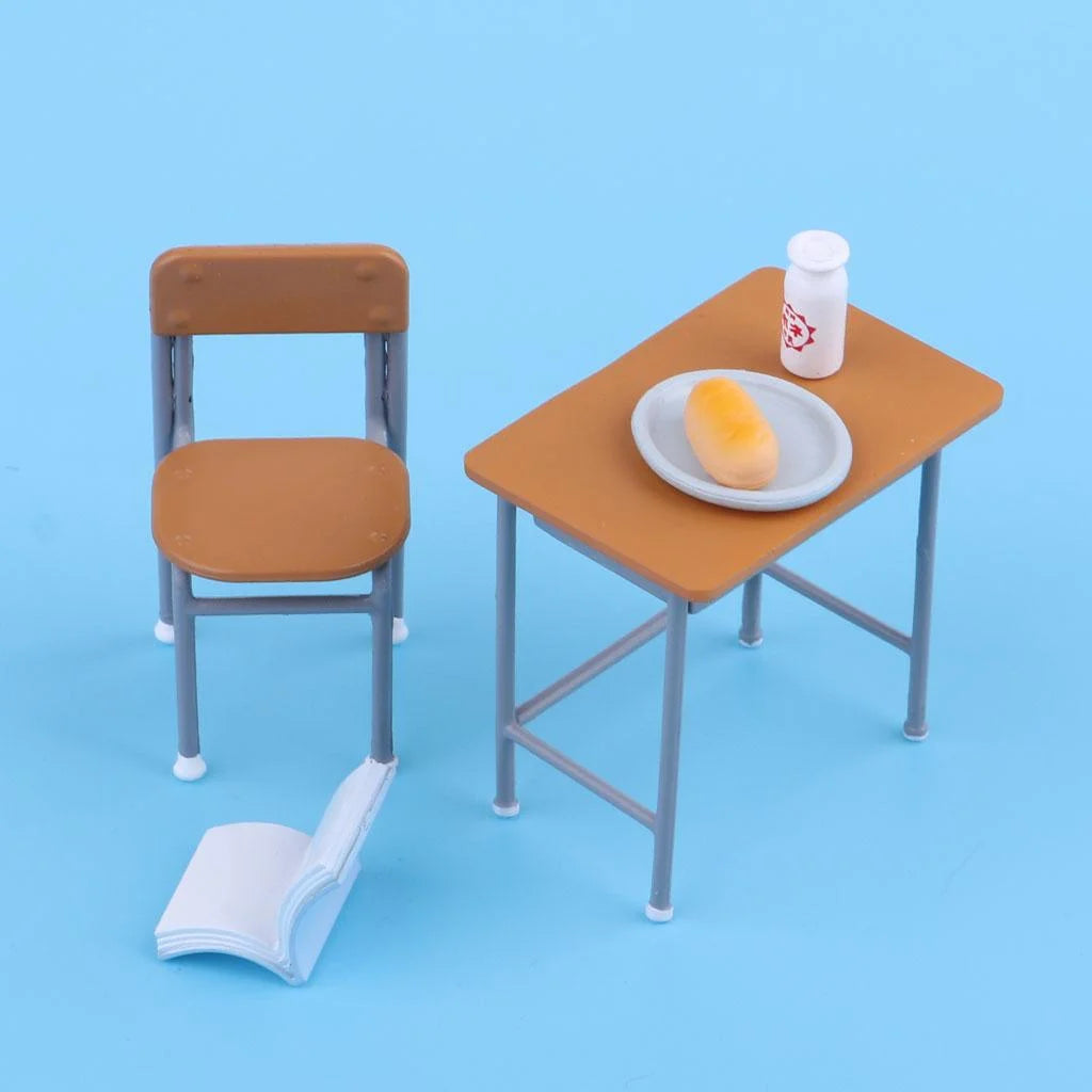 6 Pcs Metal Dollhouse Desk Chair Set D38058