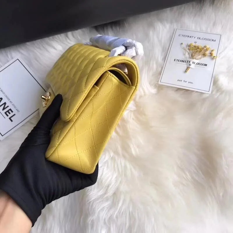 Yellow Lambskin Leather Flap Bag M4629