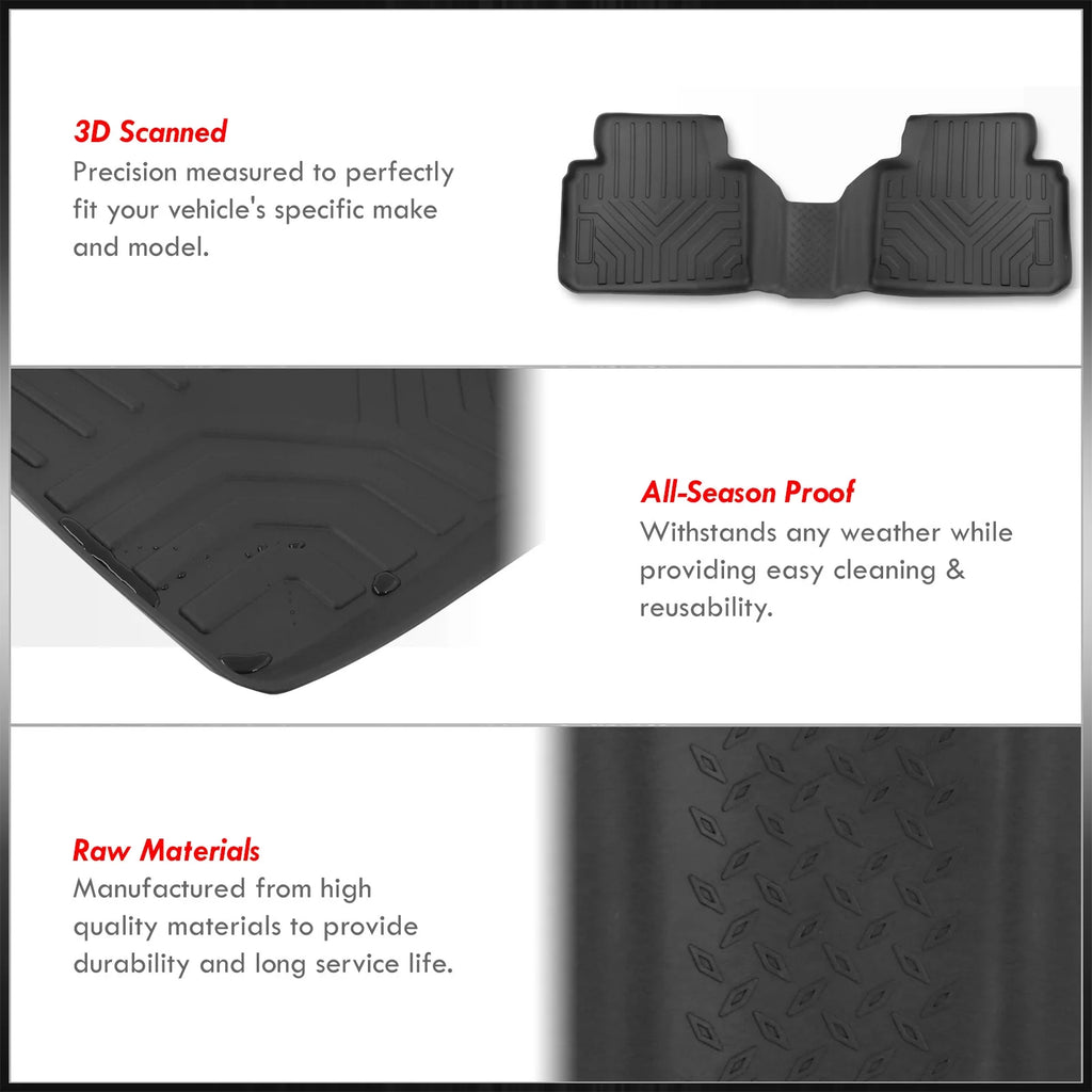 3-Piece All Weather Rubber Floor Mats Liner Black Front & Rear A145