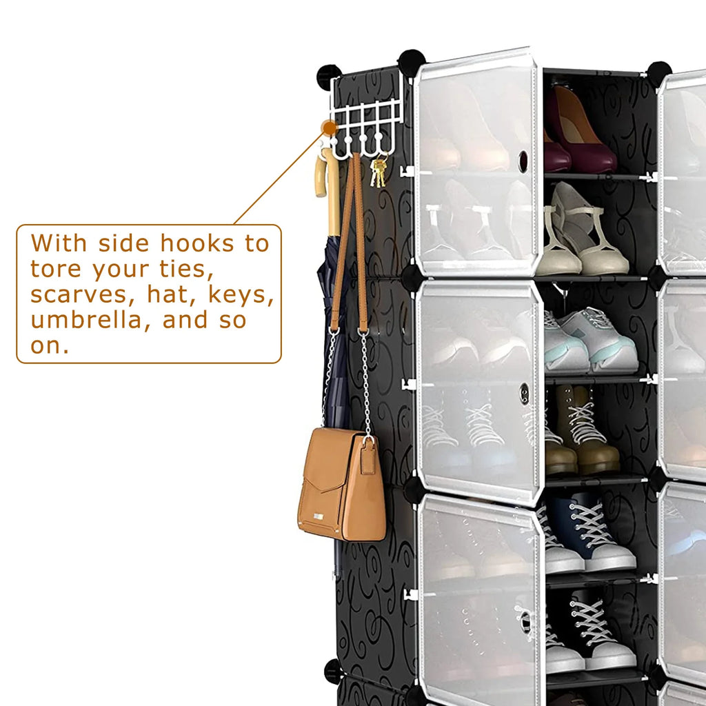 Black 8 Tier Shoe Storage Cabinet H86975