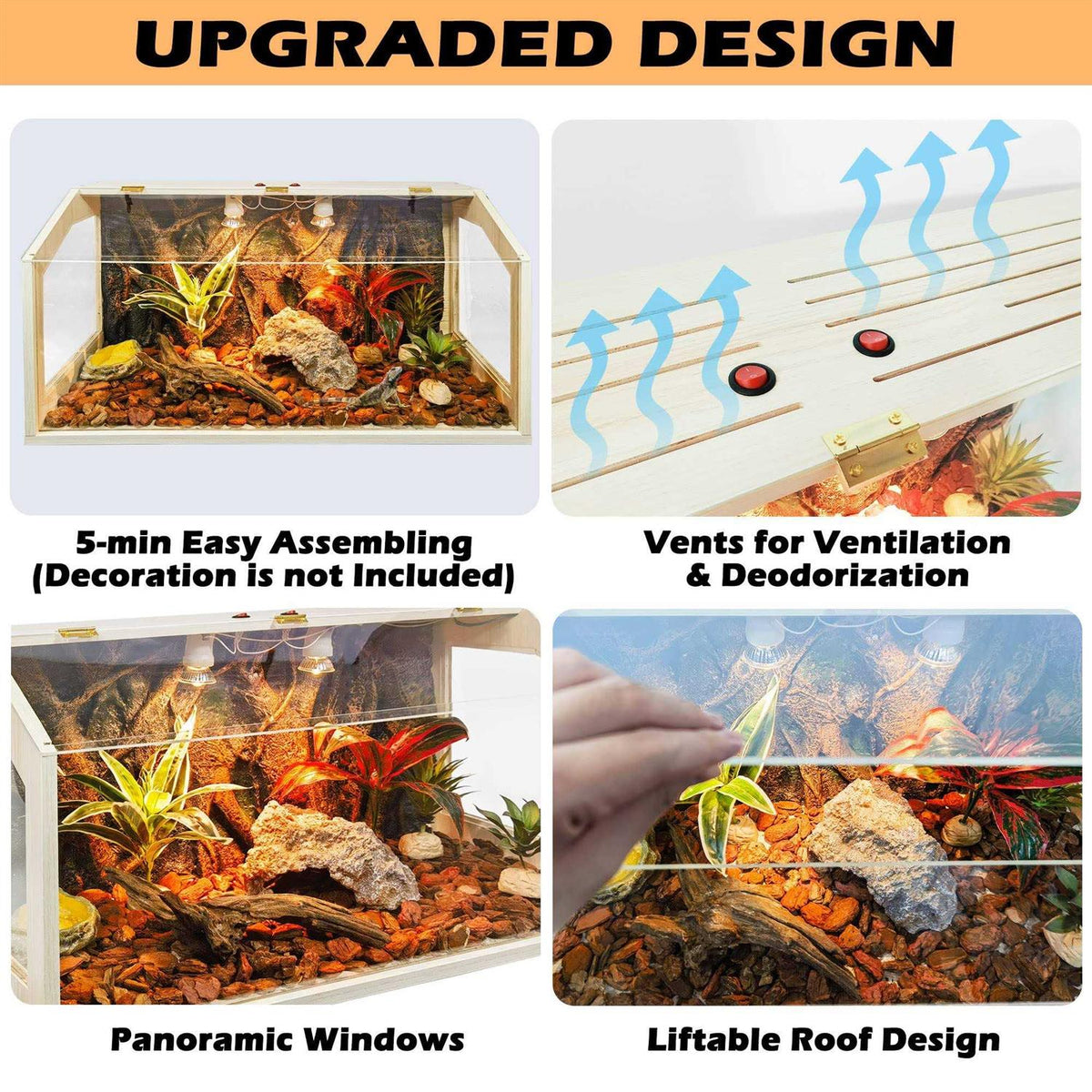 68 Gallon Reptile Terrarium Tank with Roof Door L8947