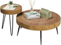 Round Coffee Table Set of 2 Solid Wood Side and End Table M9218
