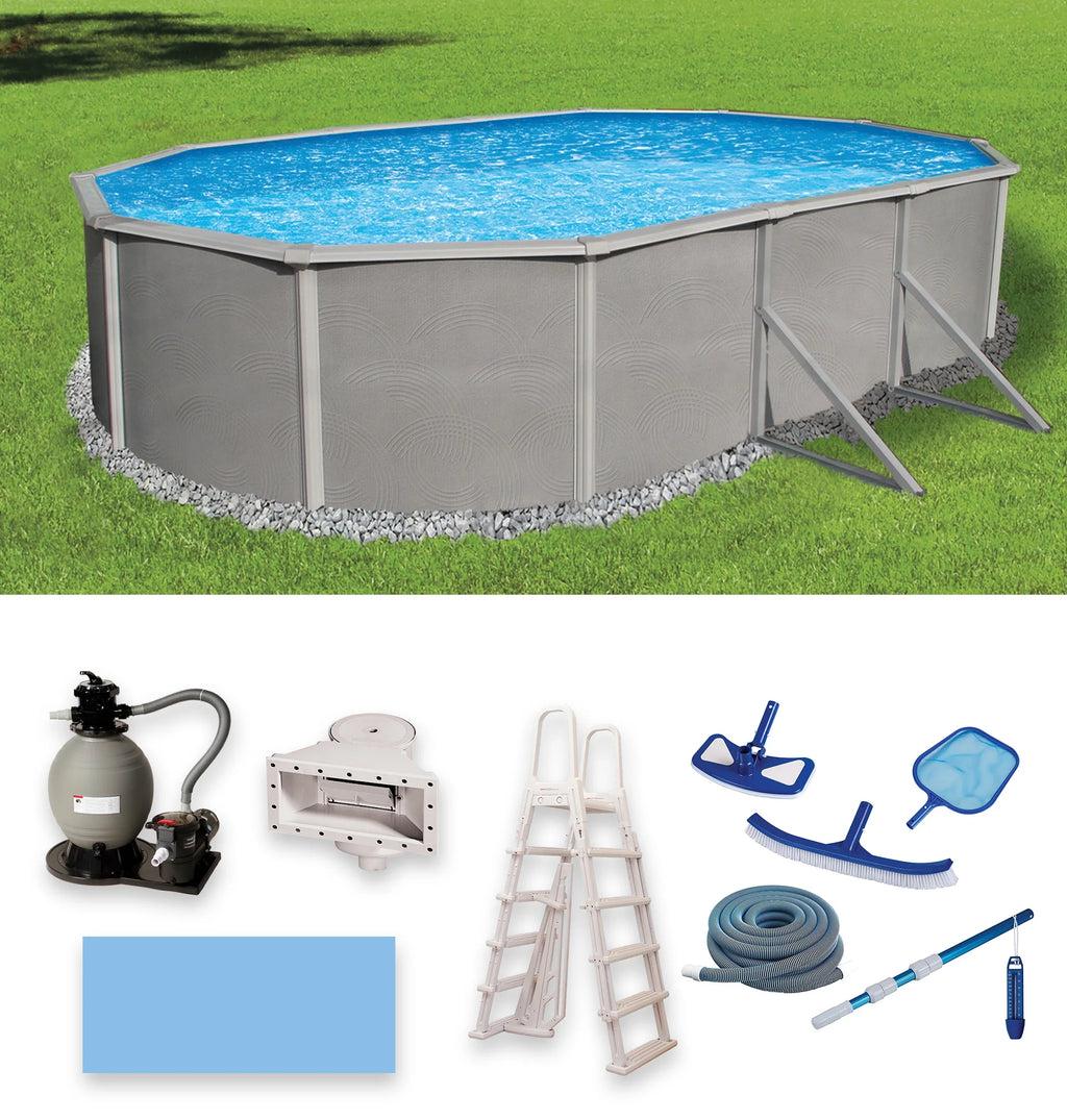 12-ft x 24-ft Oval 52-in Deep Metal Wall Swimming Pool C34610