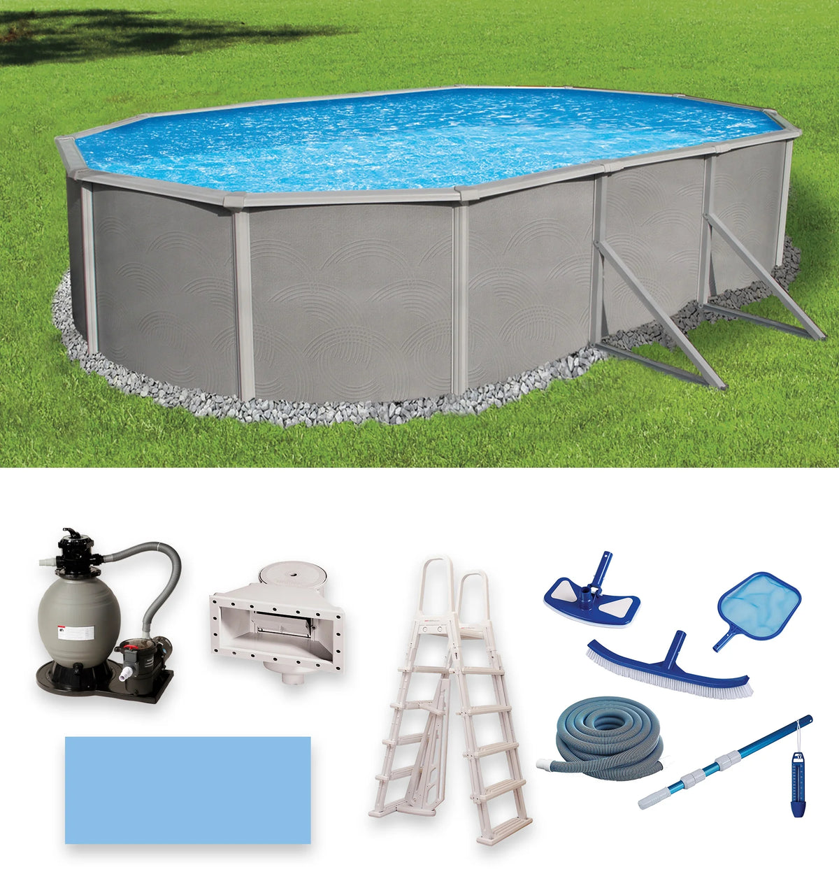 12-ft x 24-ft Oval 52-in Deep Metal Wall Swimming Pool C34610