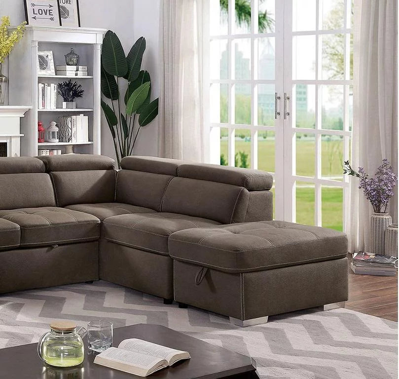 Light Brown Nabuck Sectional Sofa X853236