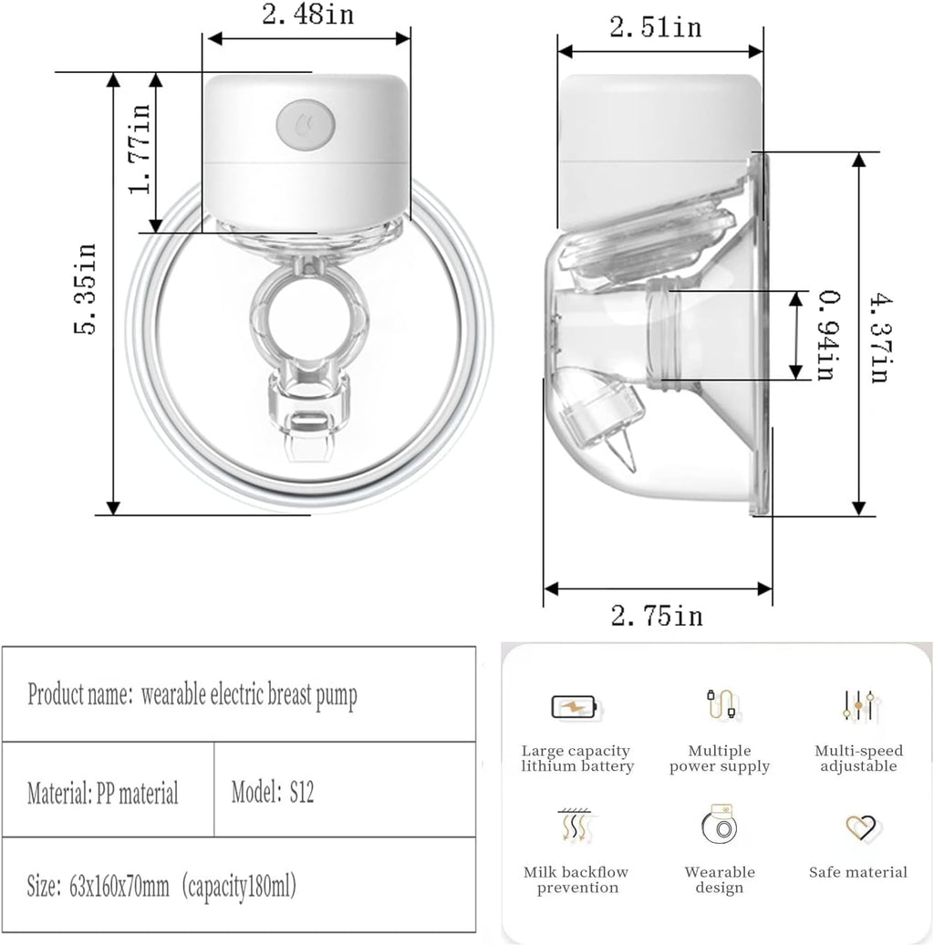 Wearable Electric Breast Pump with 24mm Flange, Pack of 2 U903724