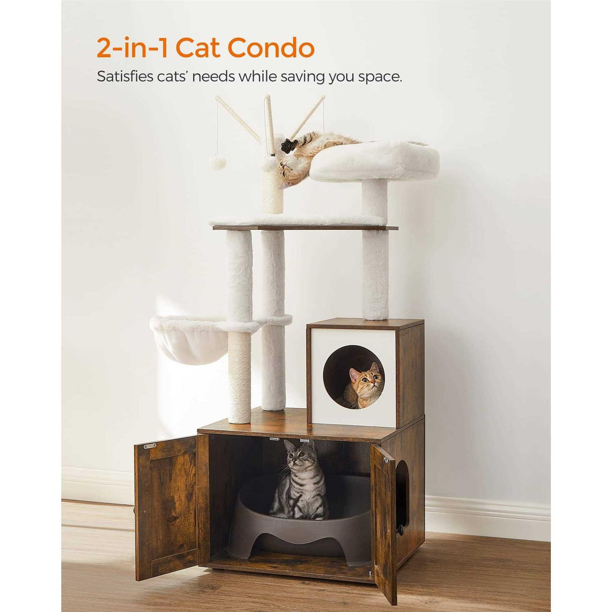 Cat Tree with Litter Box Enclosure 2-in-1 Y986