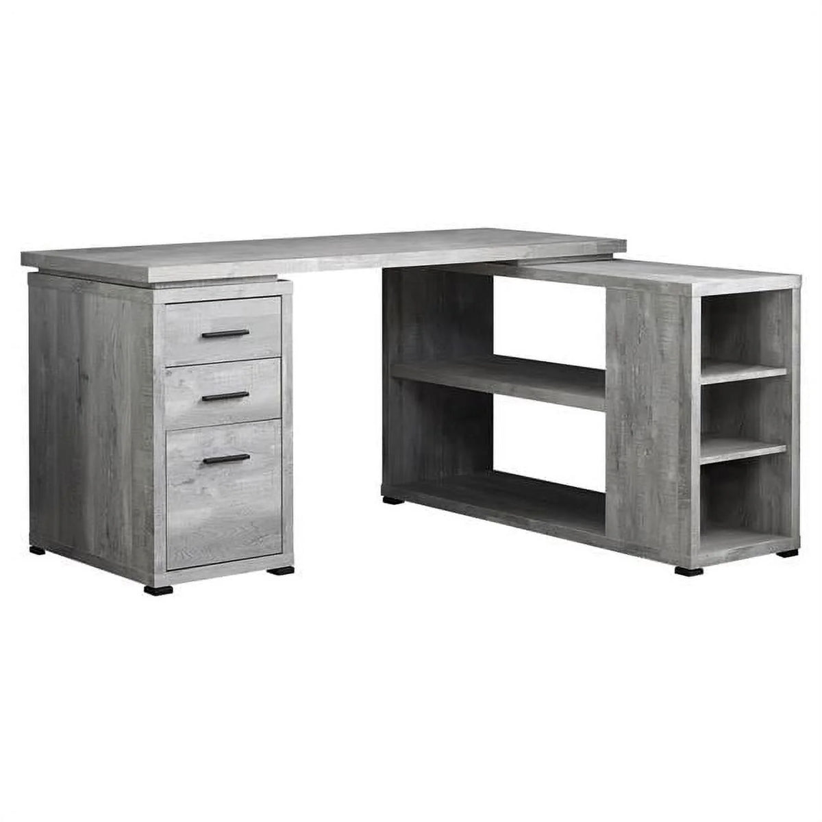Grey Reclaimed Wood Corner Computer Desk J923