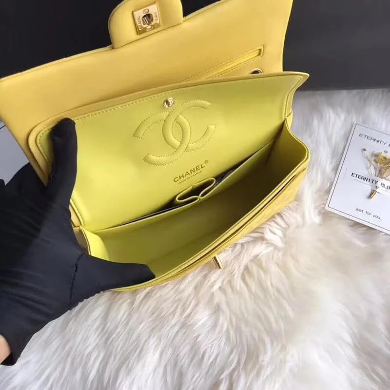 Yellow Lambskin Leather Flap Bag M4629