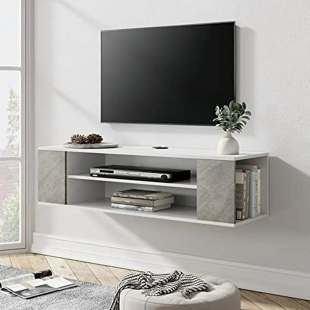 Floating TV Stand Wall Mounted Entertainment Center Grey 39 Inch L707874