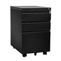 Black 3-Drawer Mobile Metal File Cabinet with Keys H22703