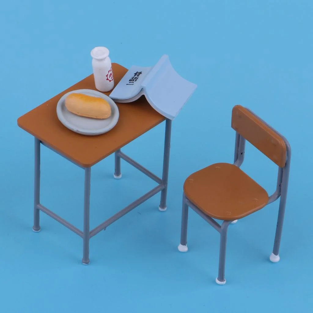 6 Pcs Metal Dollhouse Desk Chair Set D38058