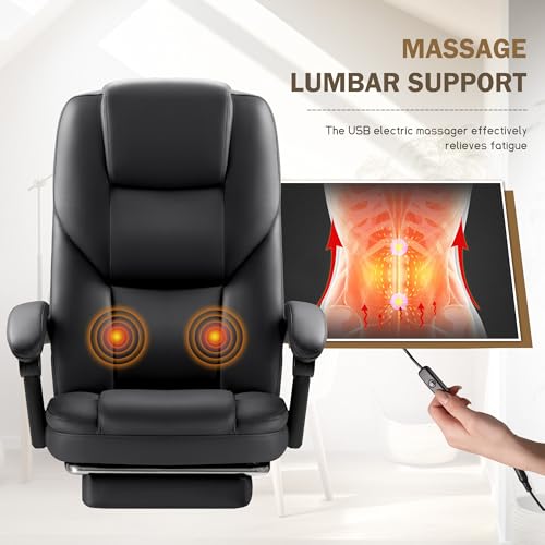 Brown Leather Ergonomic High Back Office Chair with Footrest F68656