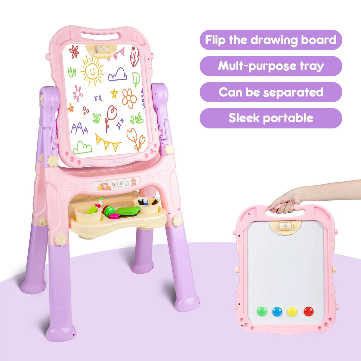 Pink Double-side Standing Art Easel for Kids R714