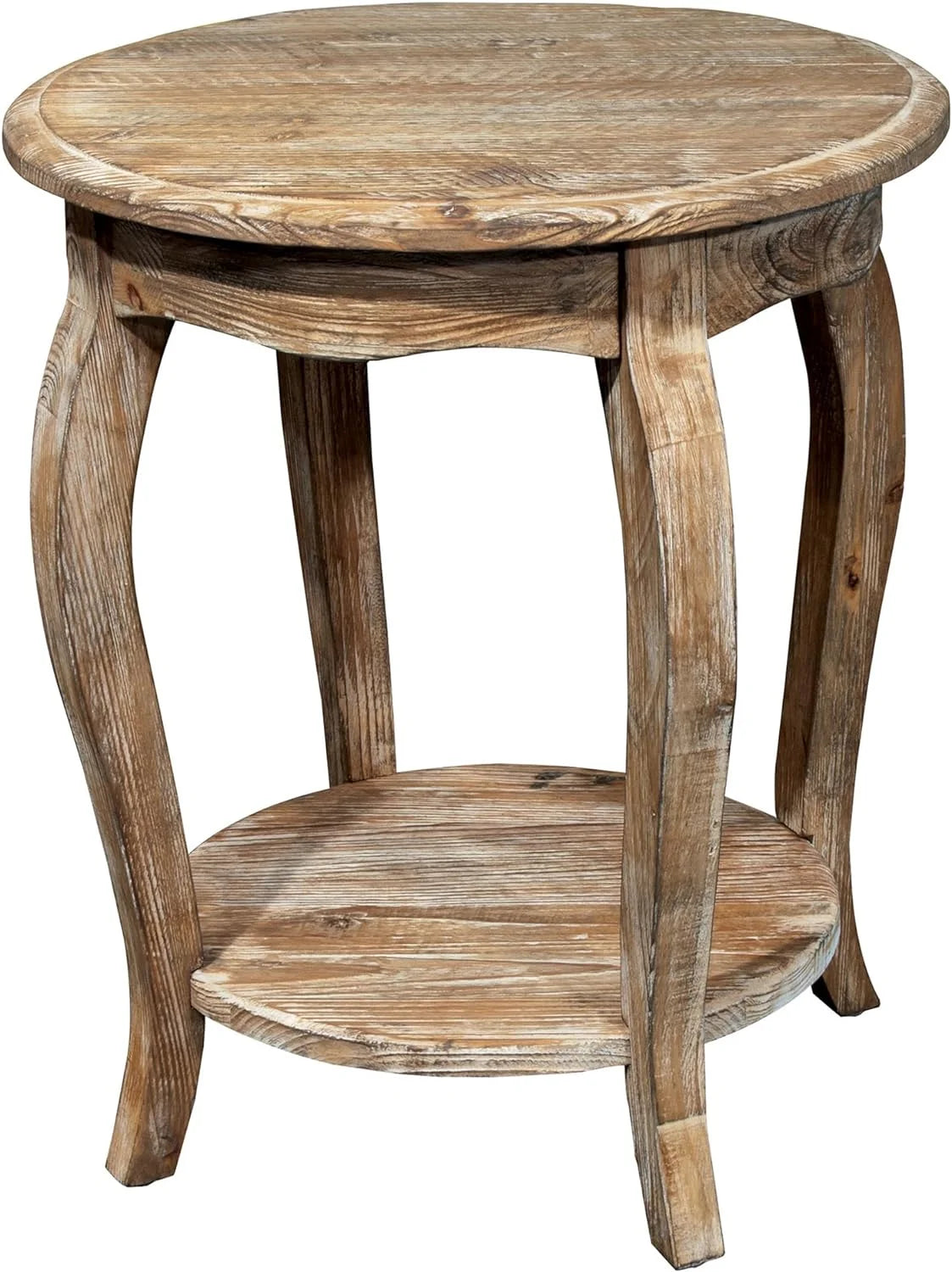 Reclaimed Wood Round End Table A7730