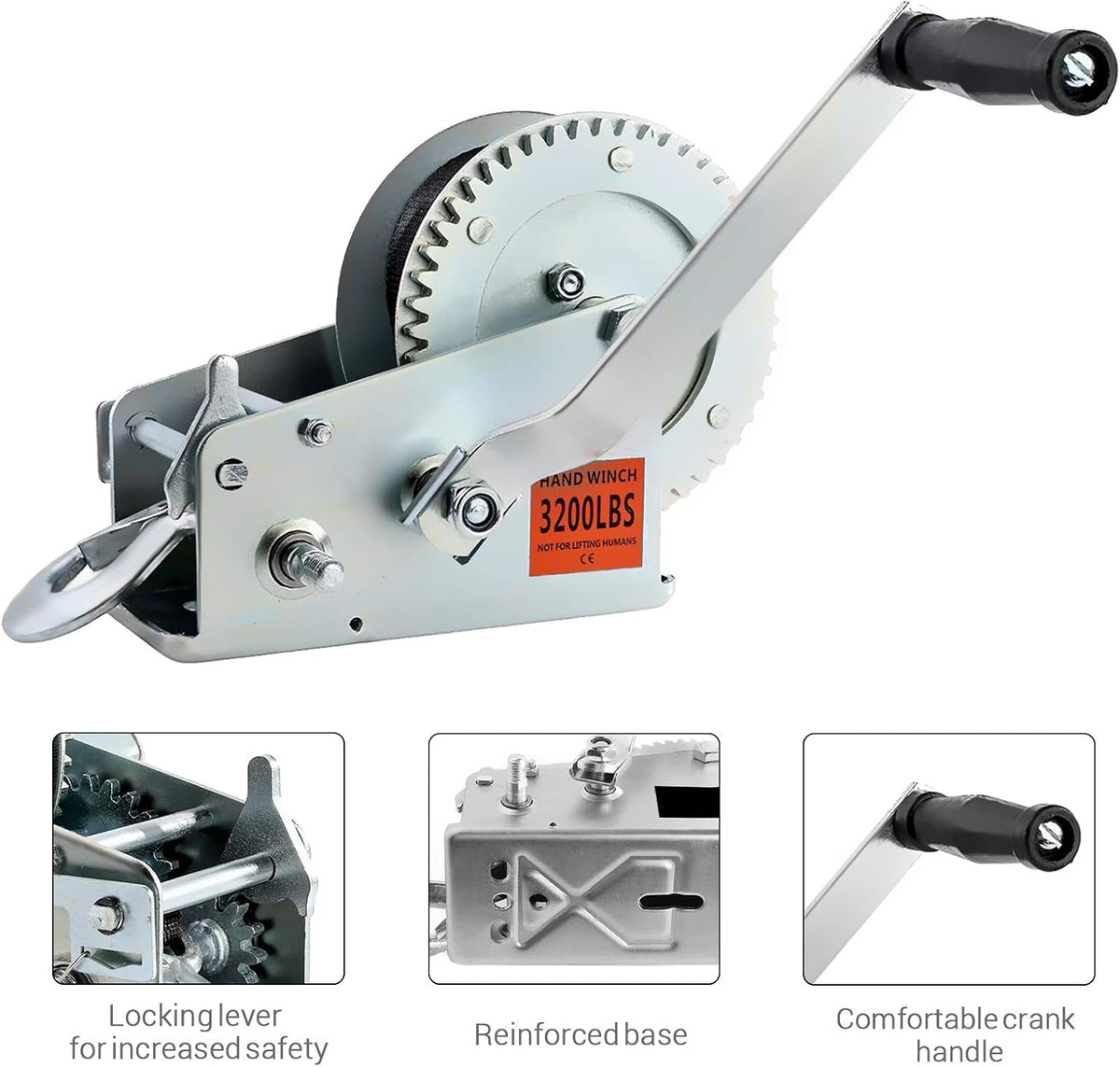Heavy Duty Hand Winch with 26FT Strap and Hook, Pack of 2 Y5999