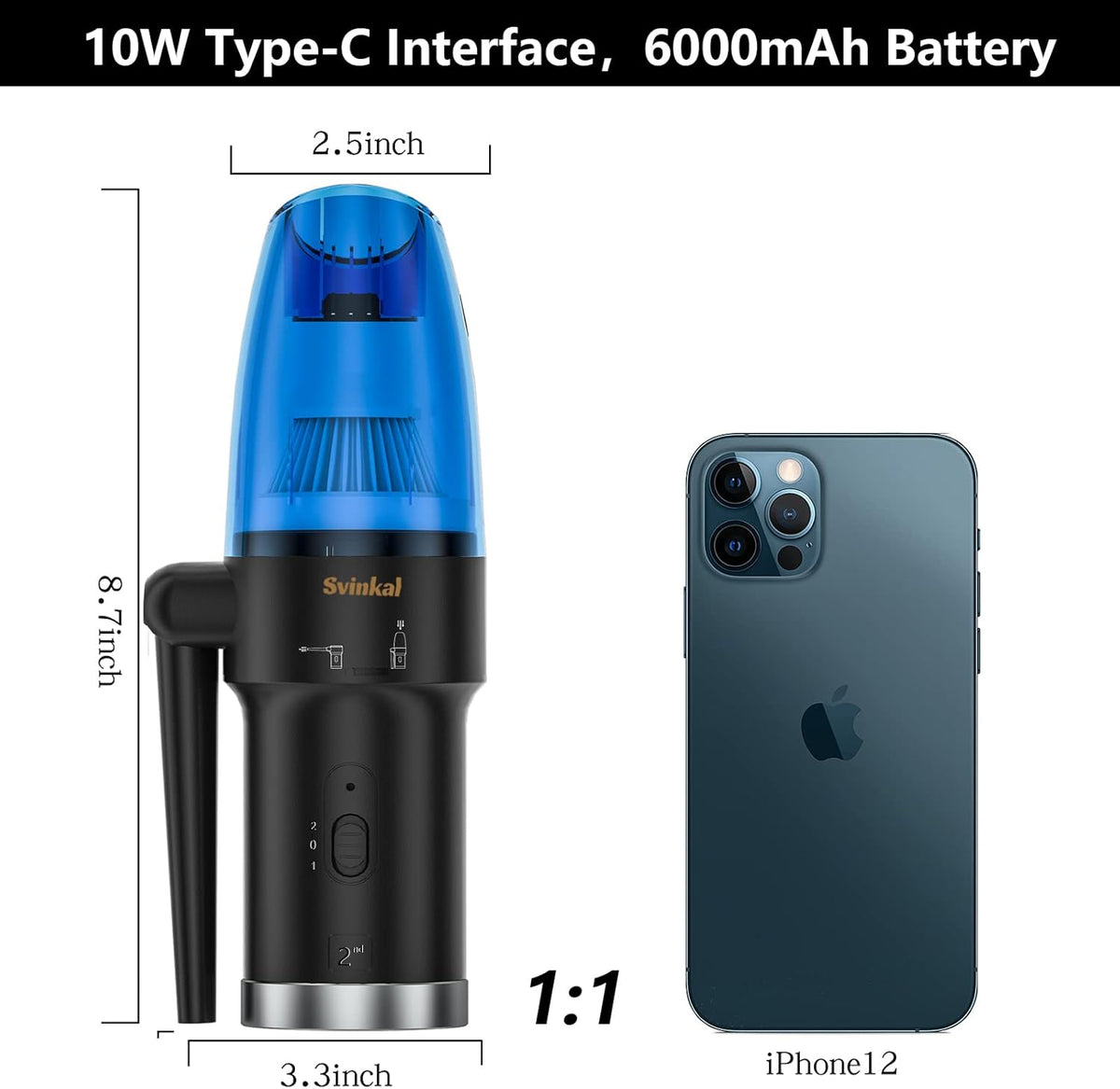 Compressed Air Duster & Vacuum 2-in-1, 77000RPM Electric Air Duster, 6000mAh Cordless Air Blower, Pack of 2 X773
