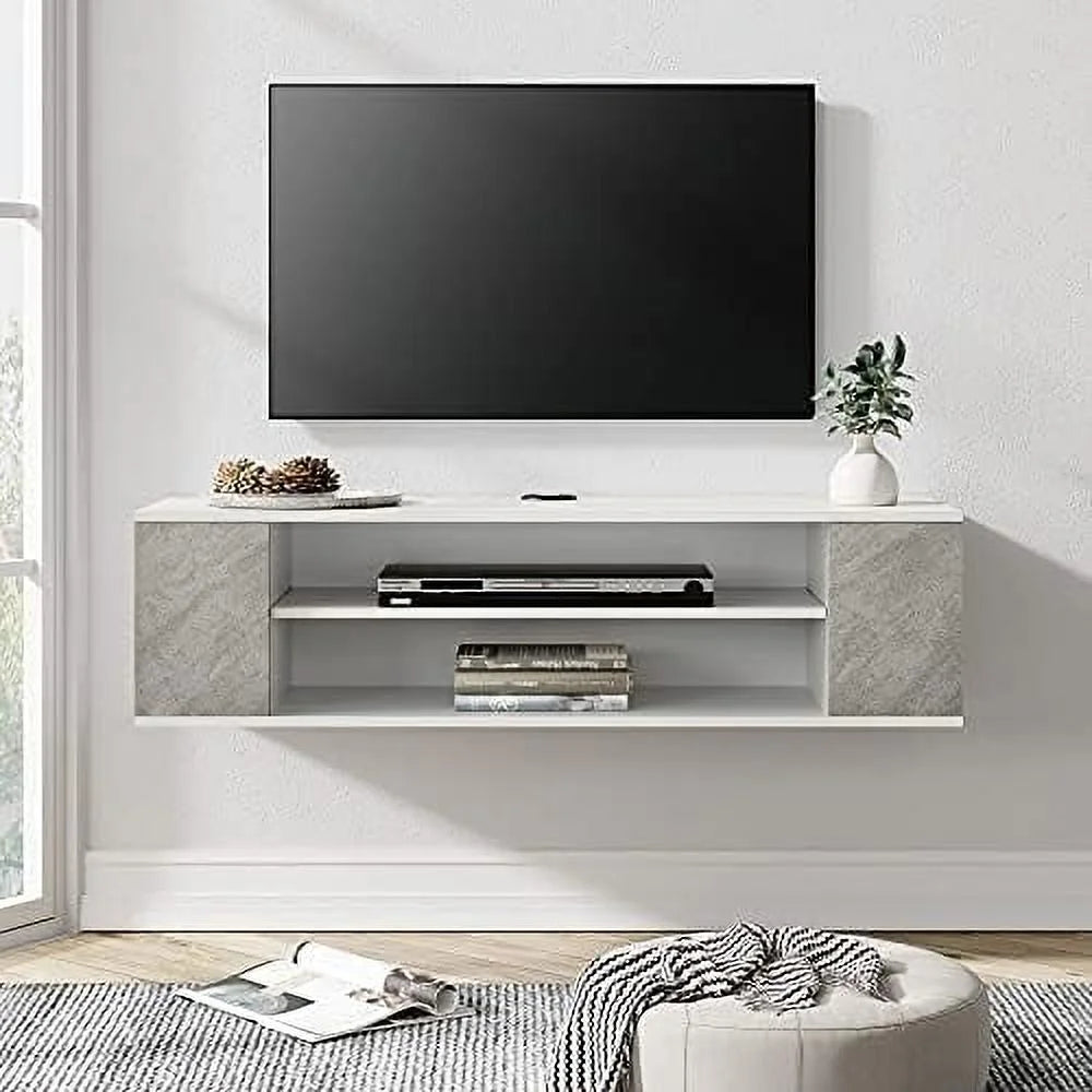 Floating TV Stand Wall Mounted Entertainment Center Grey 39 Inch L707874