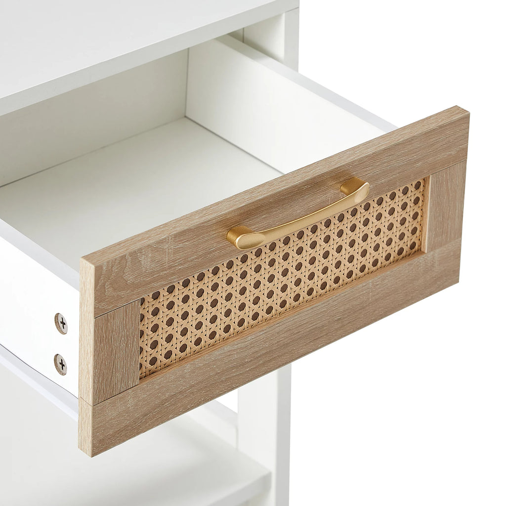 Rattan 1 Drawer Nightstand with Open Shelf O8129