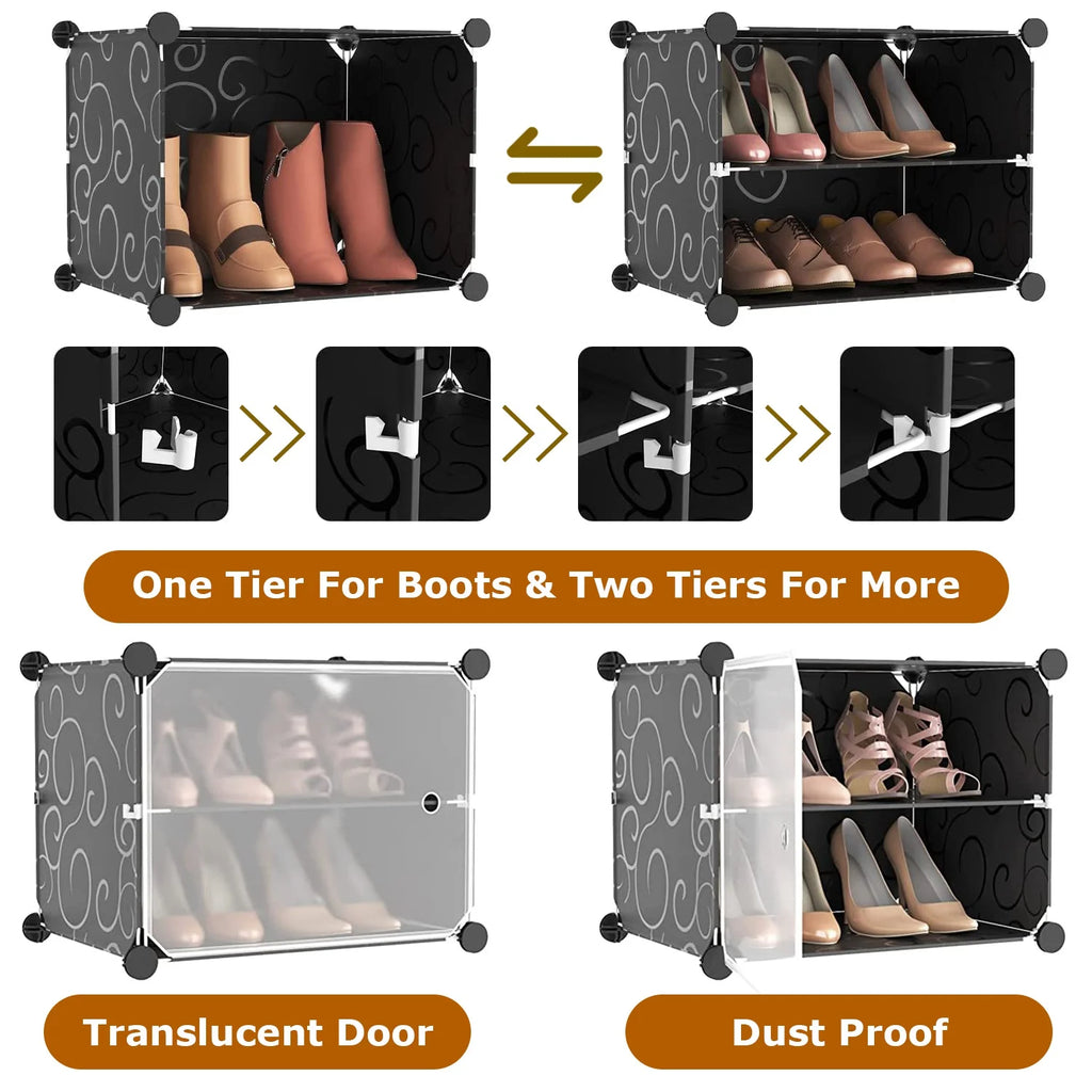 Black 8 Tier Shoe Storage Cabinet H86975