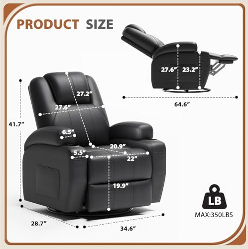 Brown Leather Swivel Rocker Recliner Chair M31772