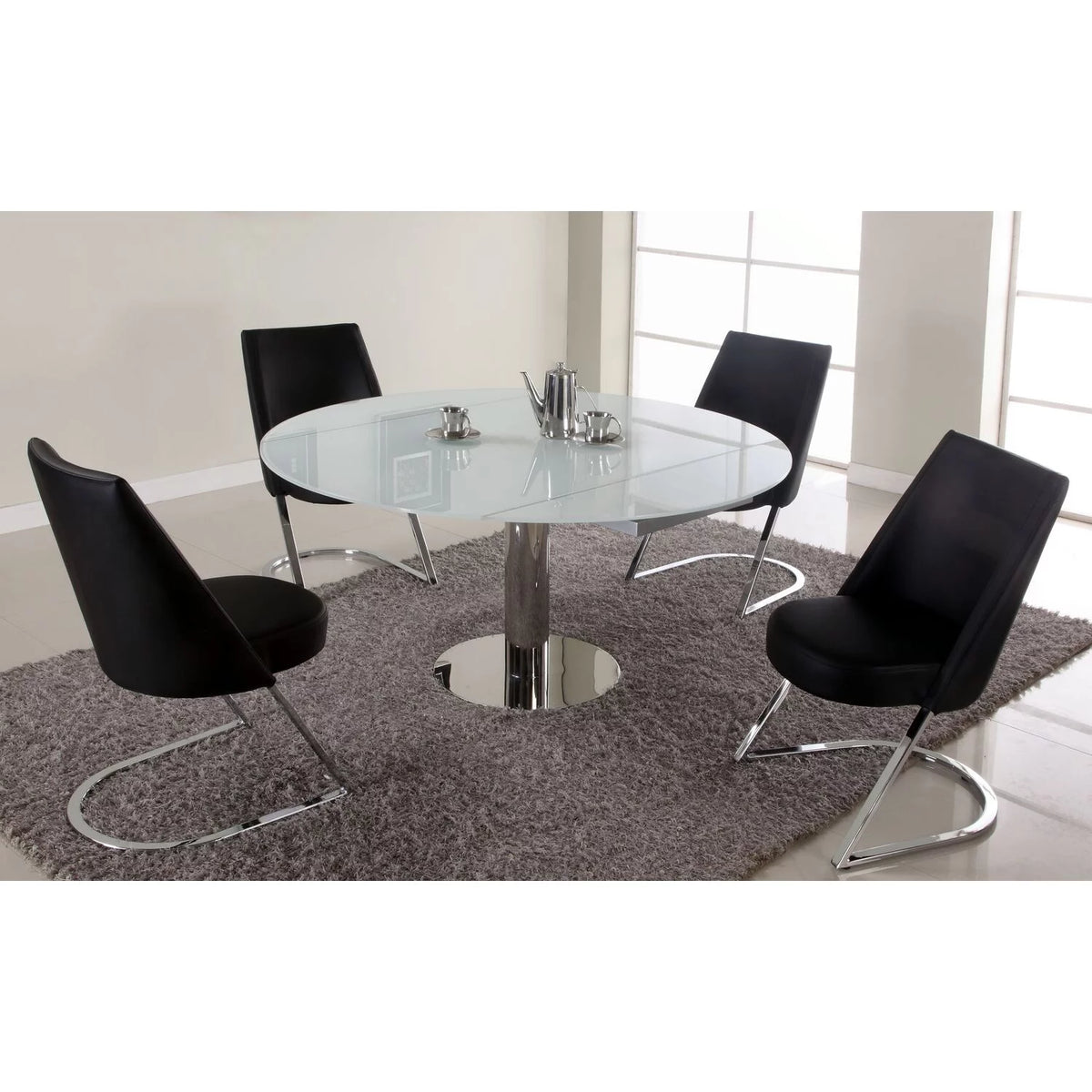 Contemporary White Glass Dining Table P623