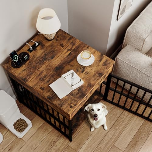 Wooden Dog Crate Furniture with Flip Top Drawer S39223