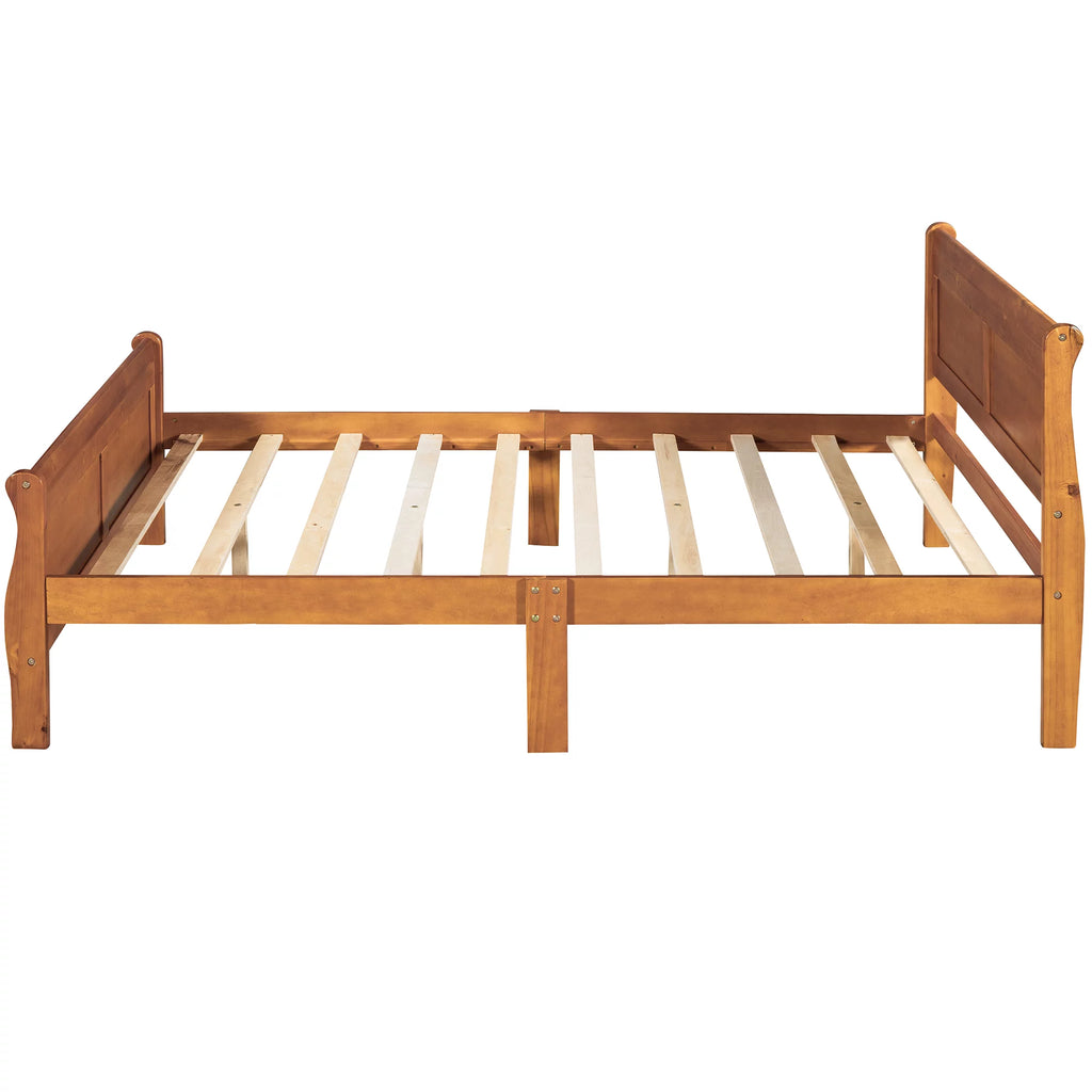 Oak Full Platform Bed Frame with Headboard and Footboard O687