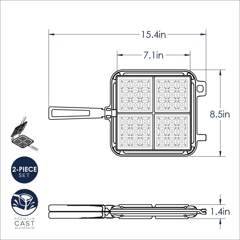 Cast Aluminum Stovetop Belgian Waffler O8571
