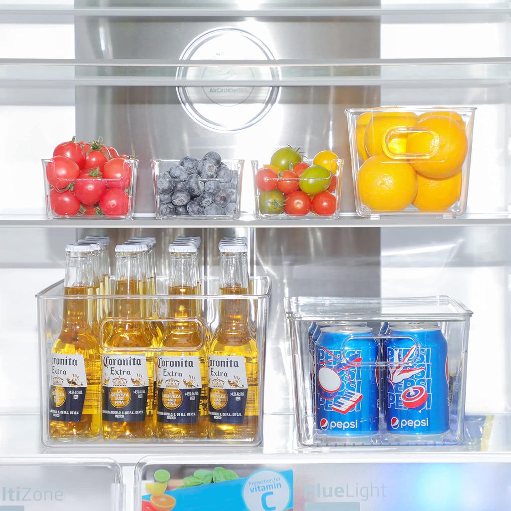 Clear Plastic Fridge Storage Bin with Lids, 9 PCS W77767