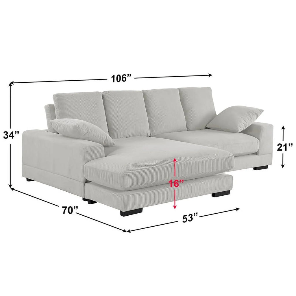 Cream Corduroy Convertible Sofa R4167