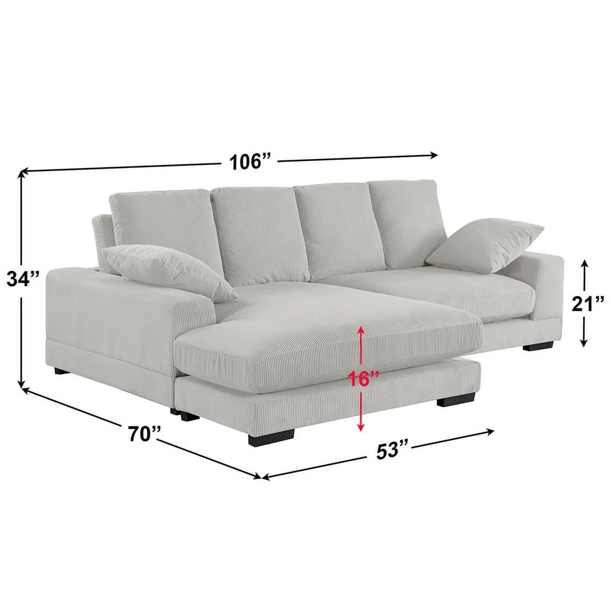 Cream Corduroy Convertible Sofa R4167