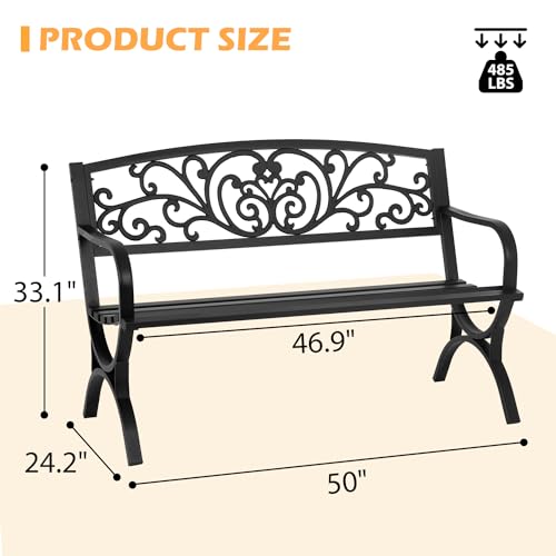Black Metal Loveseat Bench D22605