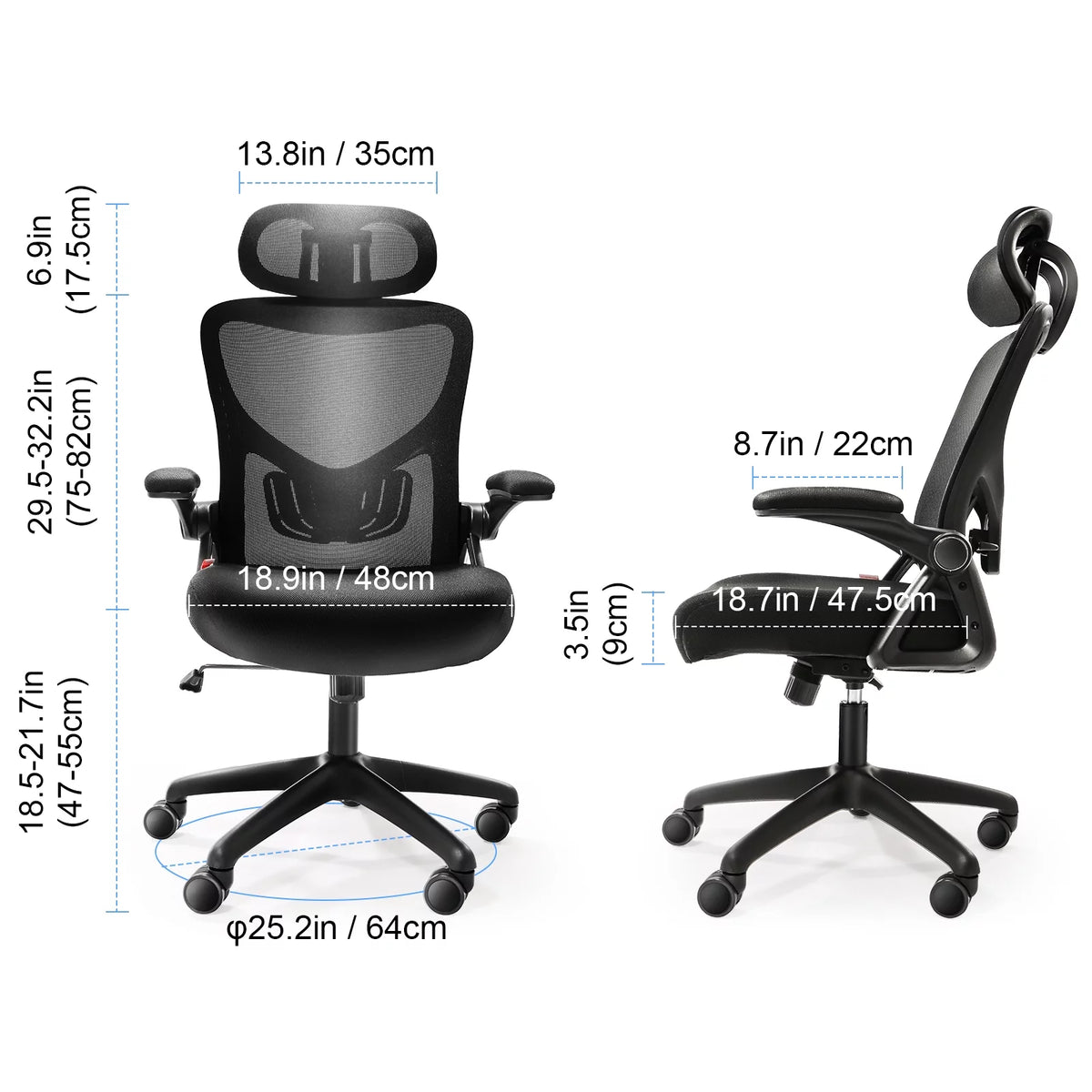 Ergonomic Mesh Office Chair with Lumbar and Head Support Z8480