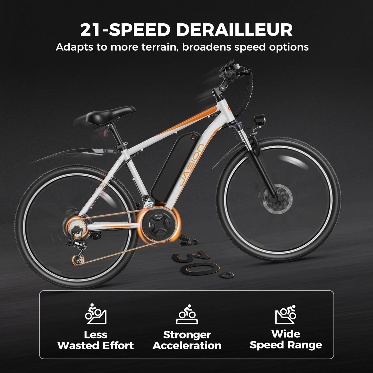 26 Electric Bike with 500W Motor, 36V 12.5Ah Battery, 21 Speed N592