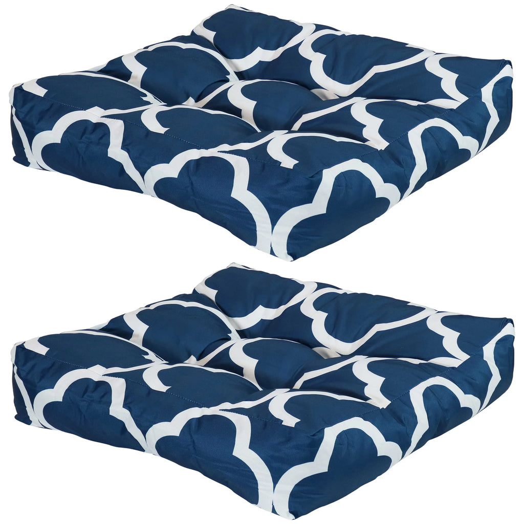 Square Tufted Patio Chair Seat and Back Cushions - 20" - Navy Blue and White - 2pk F229056
