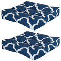 Square Tufted Patio Chair Seat and Back Cushions - 20" - Navy Blue and White - 2pk F229056
