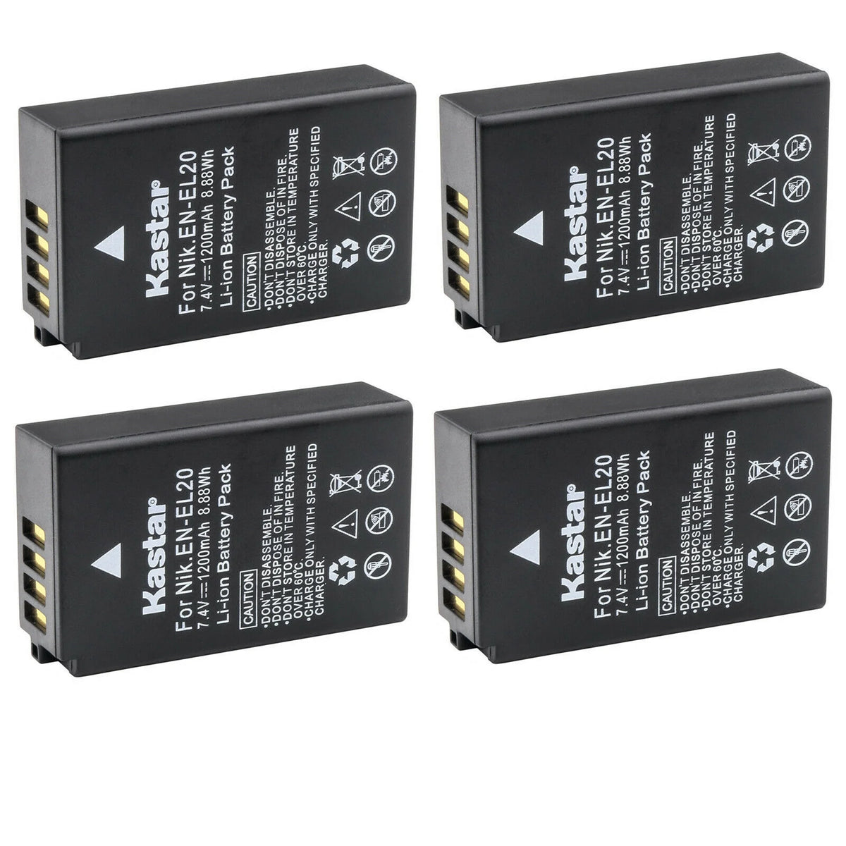 4-Pack EN-EL20 Battery Replacement for Nikon Camera K49335
