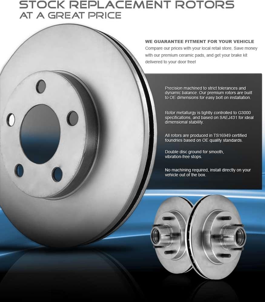 Premium OE 5 Lug Rotors + Brake Pads + Clips V17842