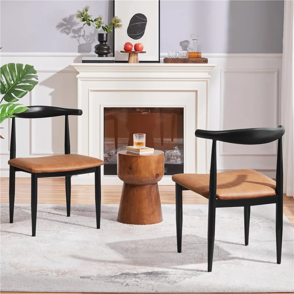 Set of 2 Brown PU Leather Dining Chairs U89589