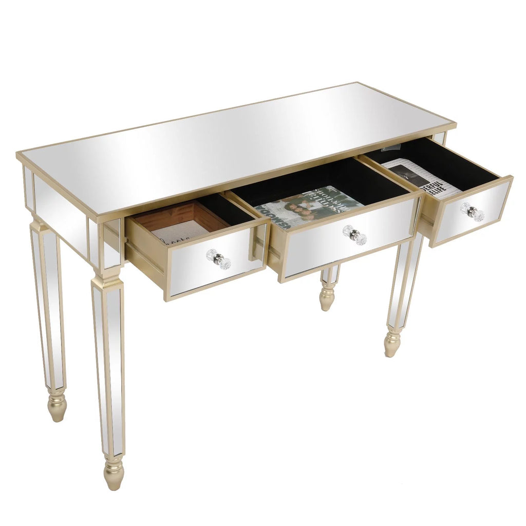 Mirrored Console Table with 3 Drawers V73804