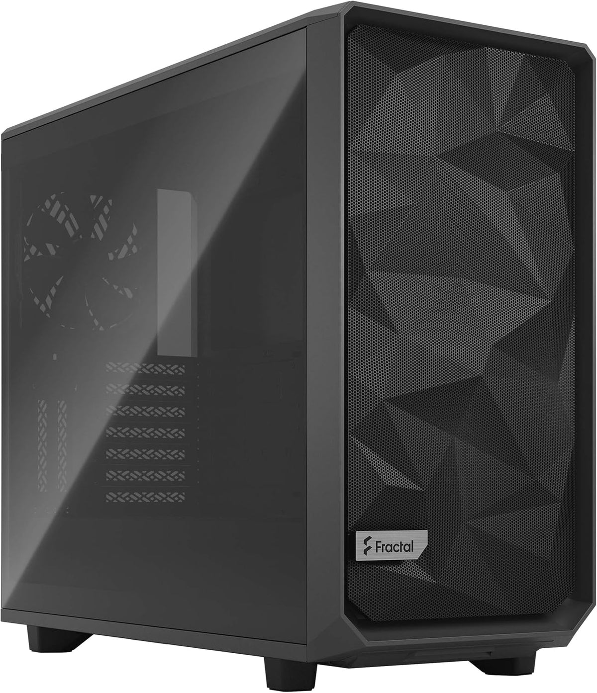 Black ATX Mid Tower Computer Case with Tempered Glass Window I4487