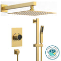 Brushed Gold Shower Faucet Set with Handheld Slide Bar W66751