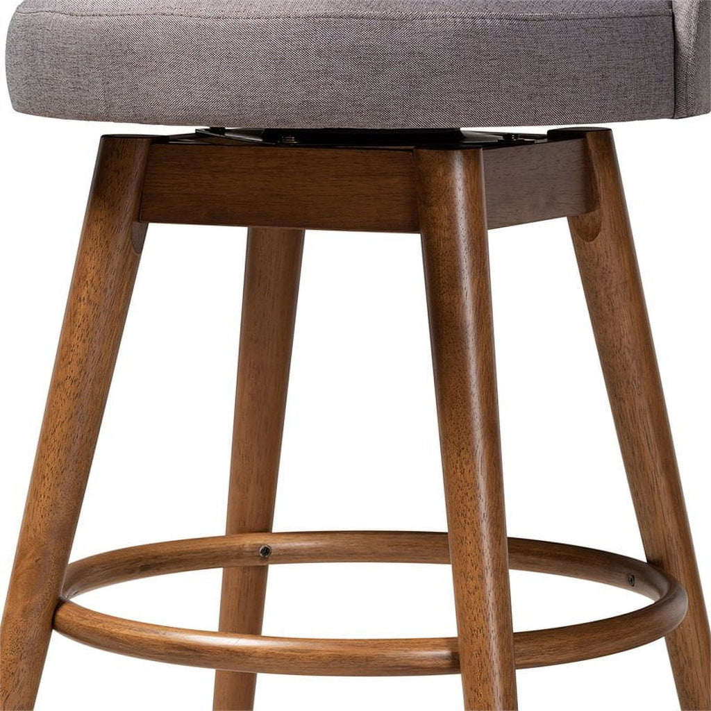 Gray Upholstered Swivel Bar Stool (Set of 2) H617