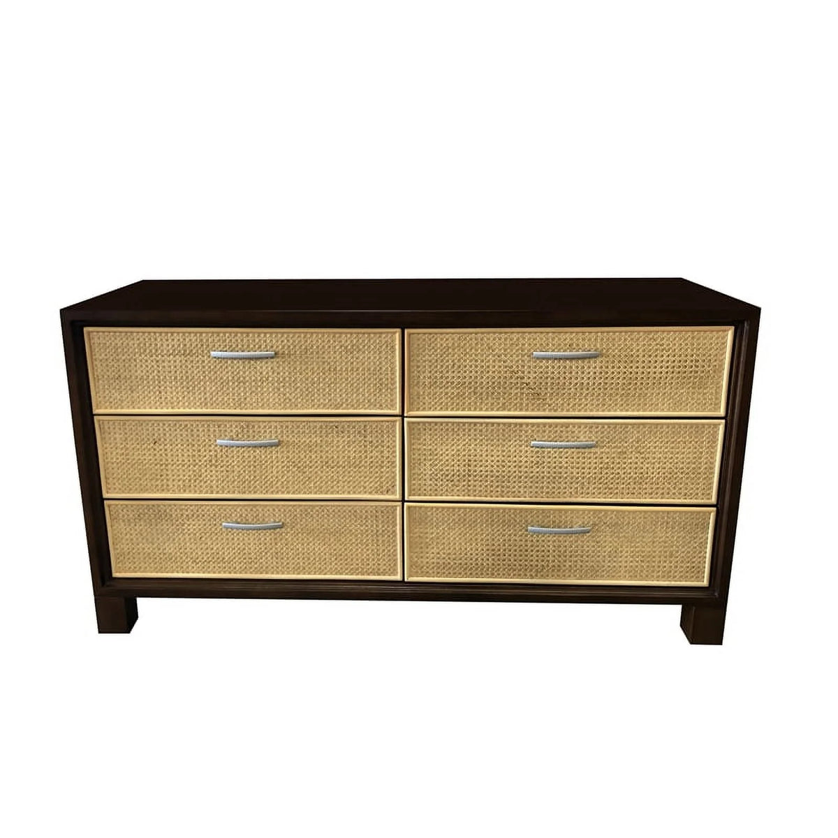 Mahogany Wood 6 Drawer Cane Dresser E26389