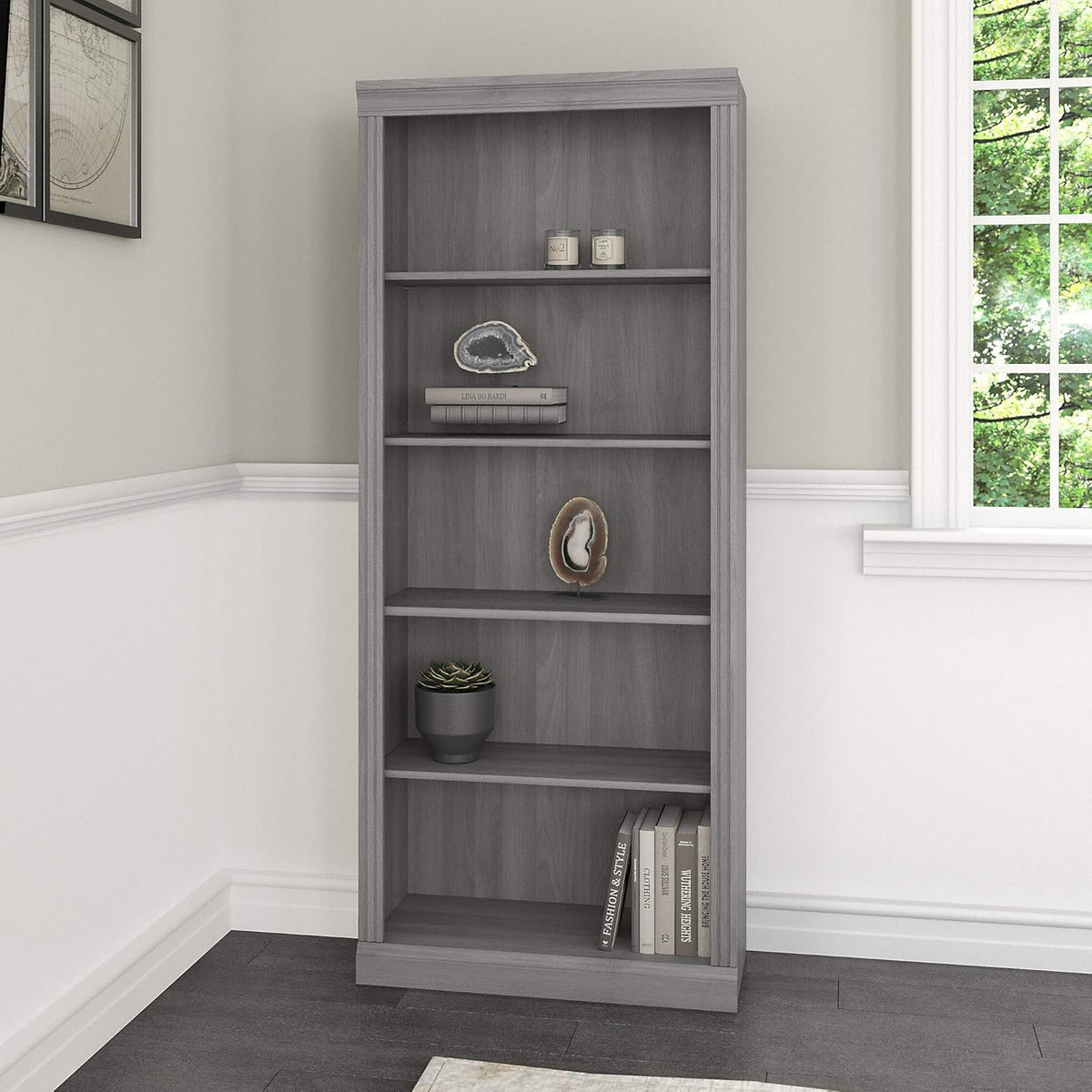 Modern Gray 5 Shelf Bookcase K83119