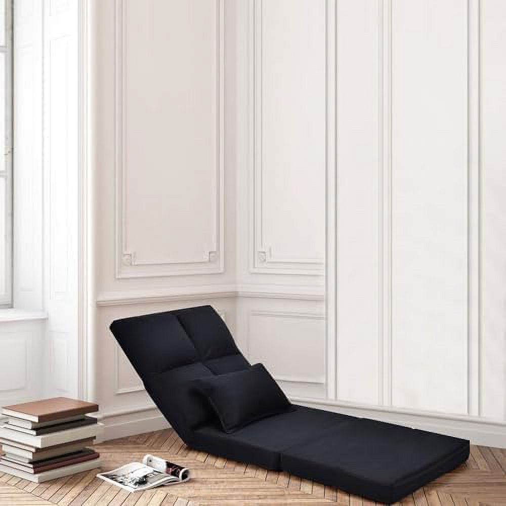 Moccha Folding Floor Chair with Pillow Adjustable 6 Reclining Position Upholstered Chaise Lounge X917135