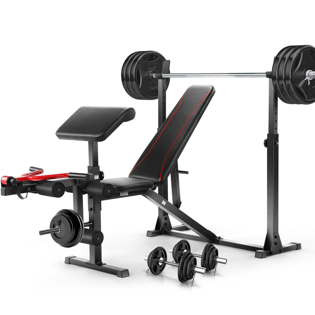 Adjustable Olympic Weight Bench Set with Barbell Rack S300357
