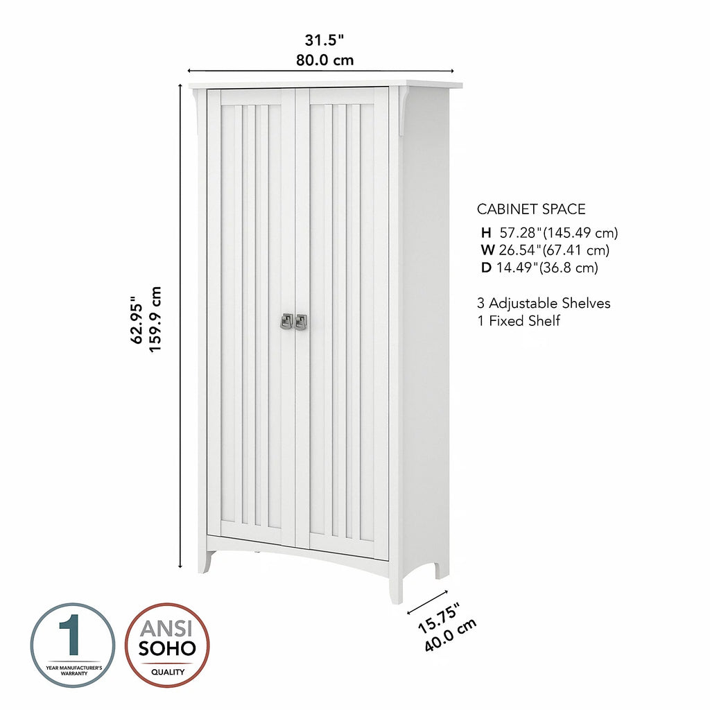 Pure White Tall Storage Cabinet with Doors D520513